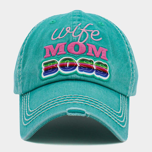 HATEGORY wife MOM BOSS Message Vintage Baseball Cap