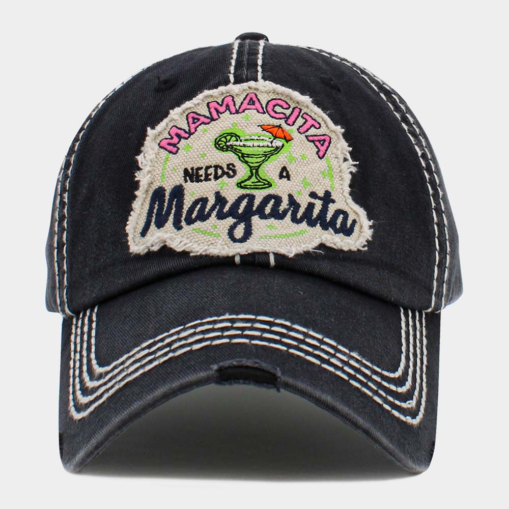 HATEGORY MAMACITA NEEDS margarita Message Vintage Baseball Cap