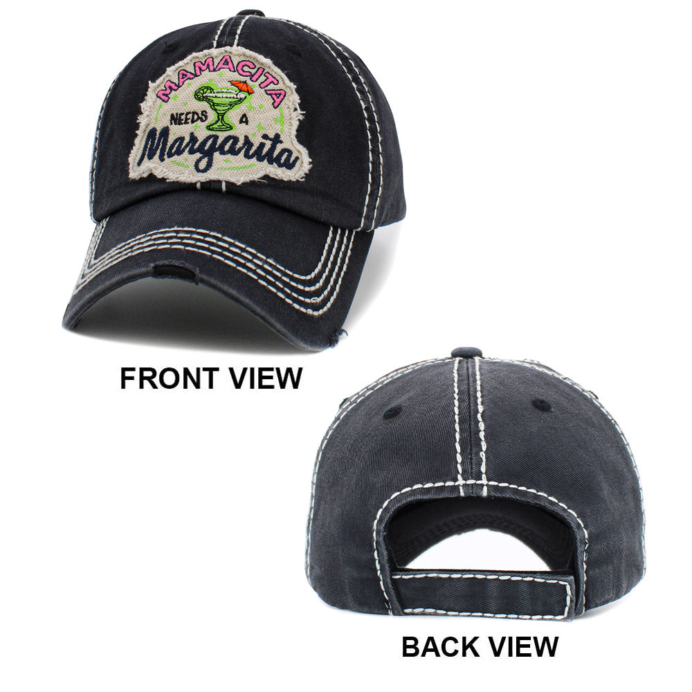 HATEGORY MAMACITA NEEDS margarita Message Vintage Baseball Cap