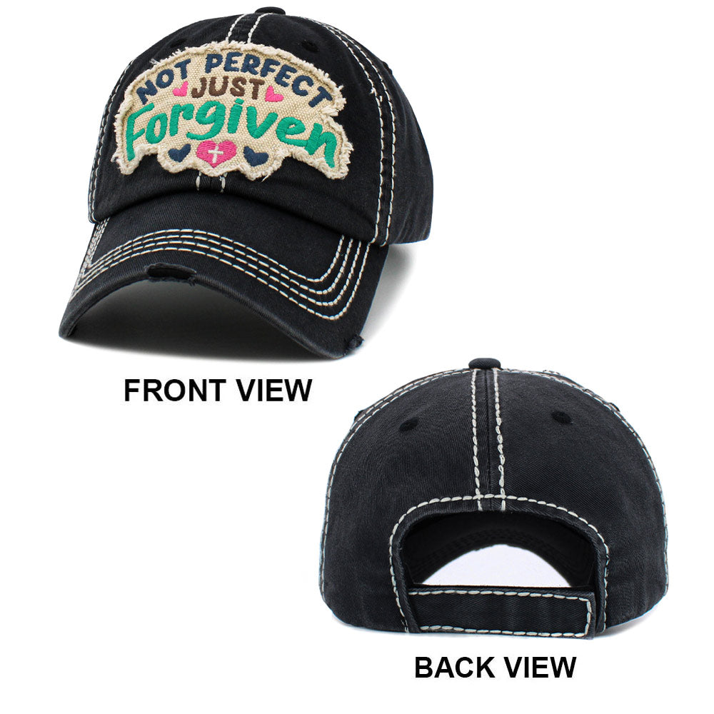 HATEGORY Not Perfect Just Forgiven Message Vintage Baseball Cap