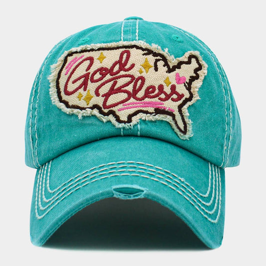 HATEGORY God Bless Message USA Map Vintage Baseball Cap