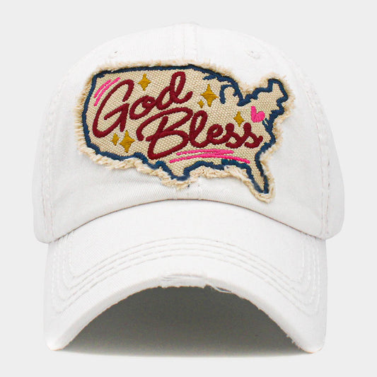 HATEGORY God Bless Message USA Map Vintage Baseball Cap