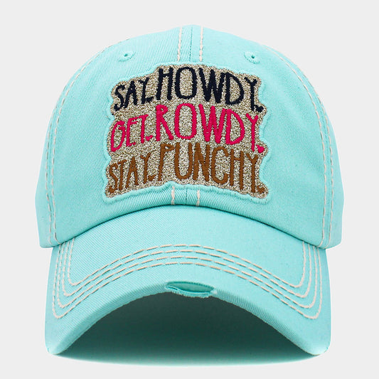 HATEGORY Say Howdy Get Rowdy Stay Punchy Message Vintage Baseball Cap