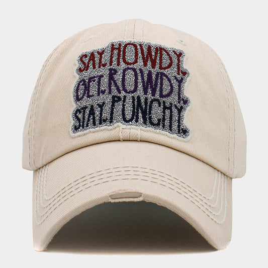 HATEGORY Say Howdy Get Rowdy Stay Punchy Message Vintage Baseball Cap