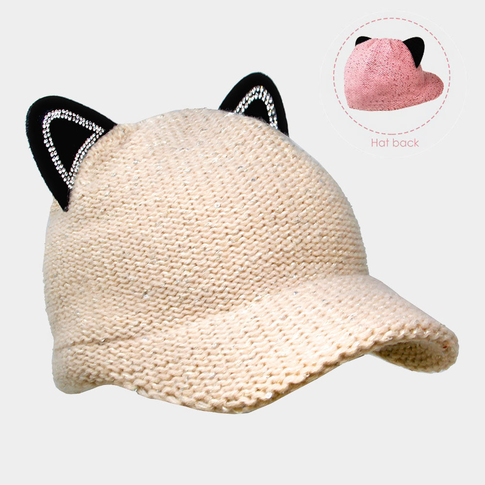 HATEGORY Solid Cat Ear Slouchy Newboy Cap