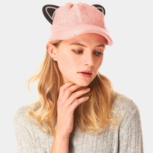 HATEGORY Solid Cat Ear Slouchy Newboy Cap
