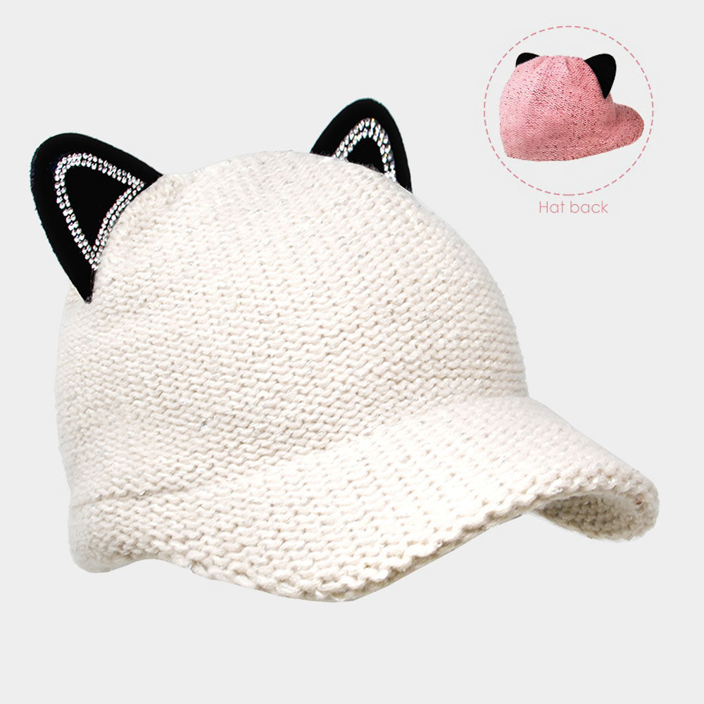HATEGORY Solid Cat Ear Slouchy Newboy Cap