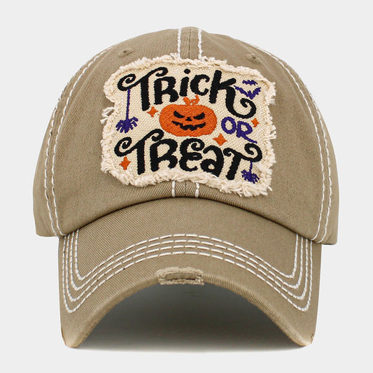 HATEGORY Trick or Treat Message Pumpkin Pointed Vintage Baseball Cap