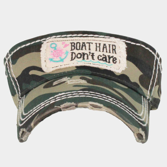 HATEGORY BOAT HAIR Don't care Anchor Camouflage Vintage Visor Hat