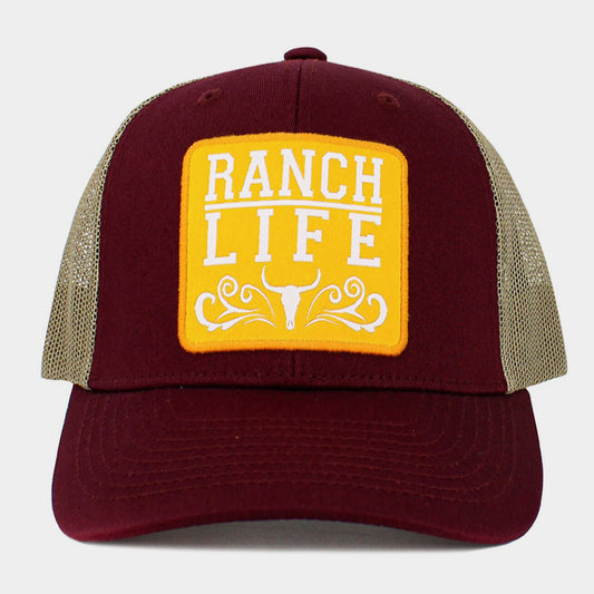 HATEGORY RANCH LIFE Message Steer Head Patch Pointed Mesh Back Trucker Hat