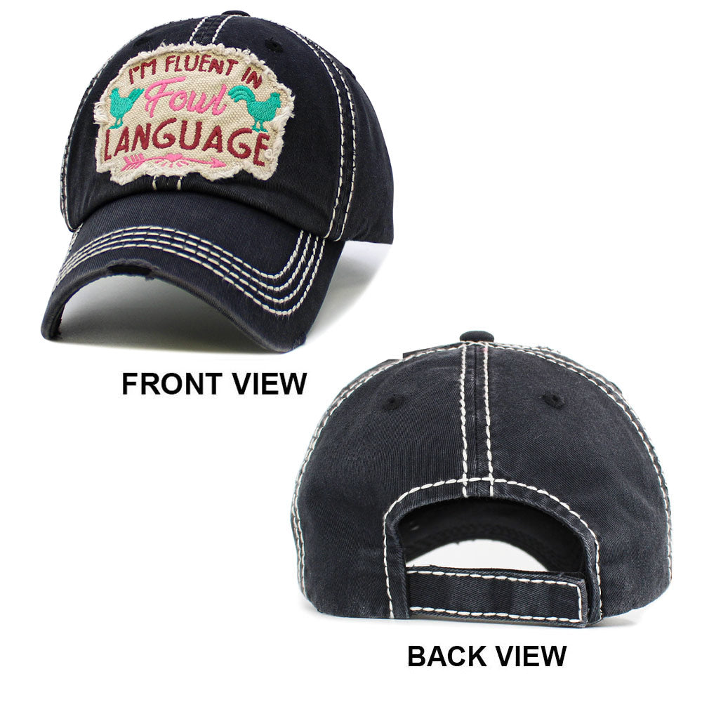 HATEGORY Im Fluent In FOUL LANGUAGE Message Vintage Baseball Cap