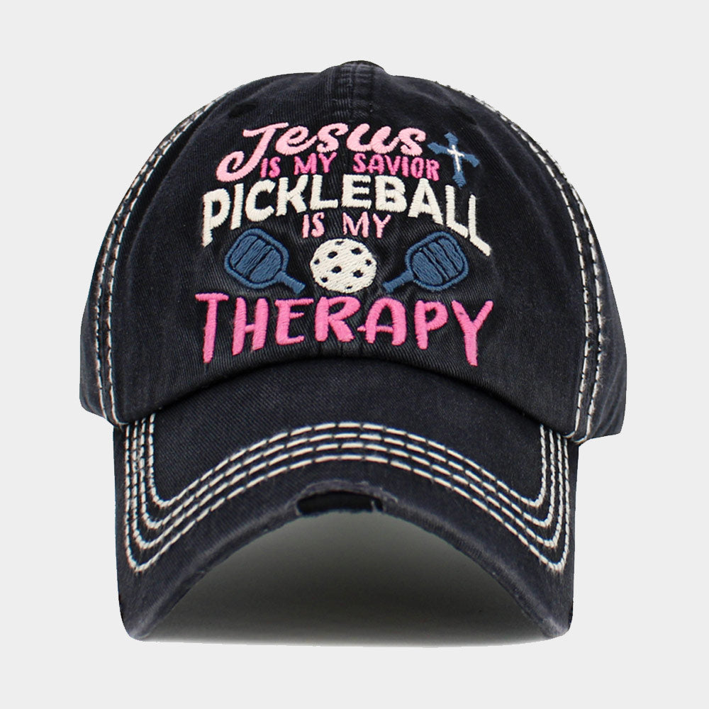 HATEGORY JESUS is My Savior PICKLEBALL is My Therapy Message Vintage Baseball Cap