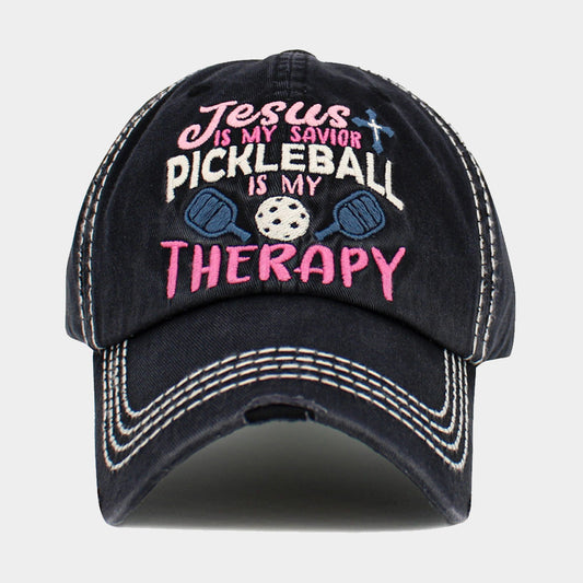 HATEGORY JESUS is My Savior PICKLEBALL is My Therapy Message Vintage Baseball Cap