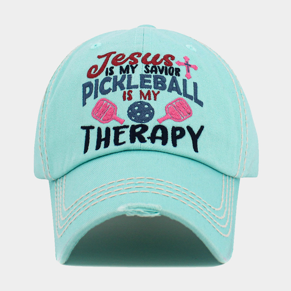 HATEGORY JESUS is My Savior PICKLEBALL is My Therapy Message Vintage Baseball Cap