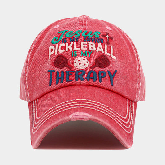 HATEGORY JESUS is My Savior PICKLEBALL is My Therapy Message Vintage Baseball Cap