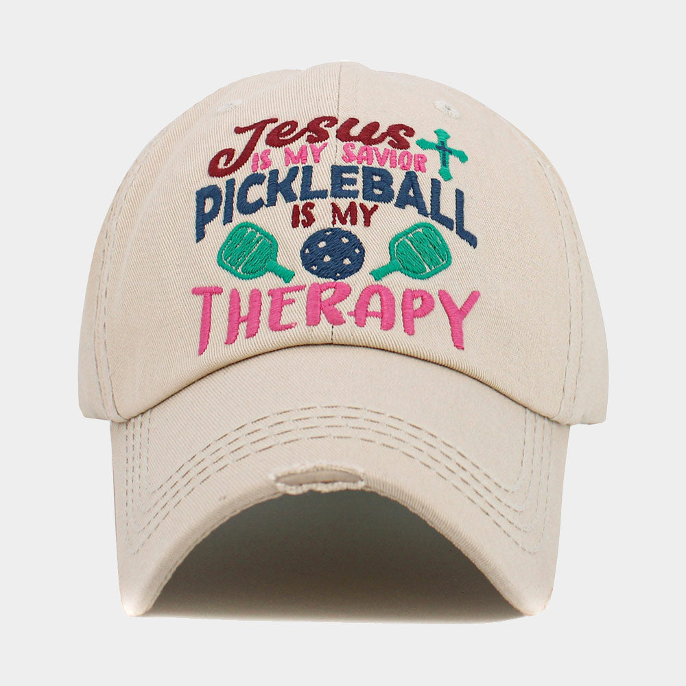 HATEGORY JESUS is My Savior PICKLEBALL is My Therapy Message Vintage Baseball Cap