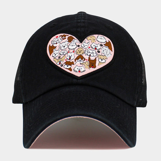 HATEGORY Floral Pattern Heart Patch Pointed Baseball Cap