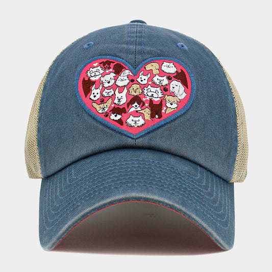 HATEGORY Floral Pattern Heart Patch Pointed Baseball Cap