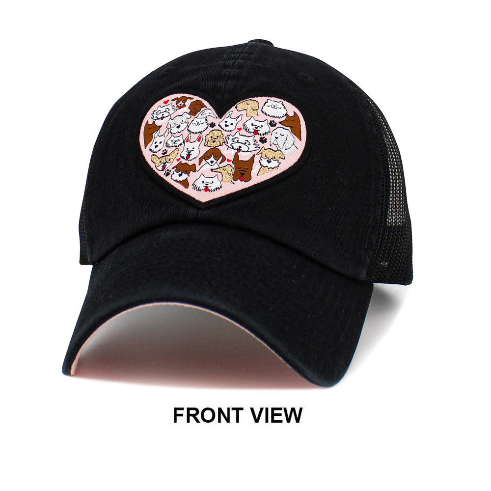 HATEGORY Floral Pattern Heart Patch Pointed Baseball Cap