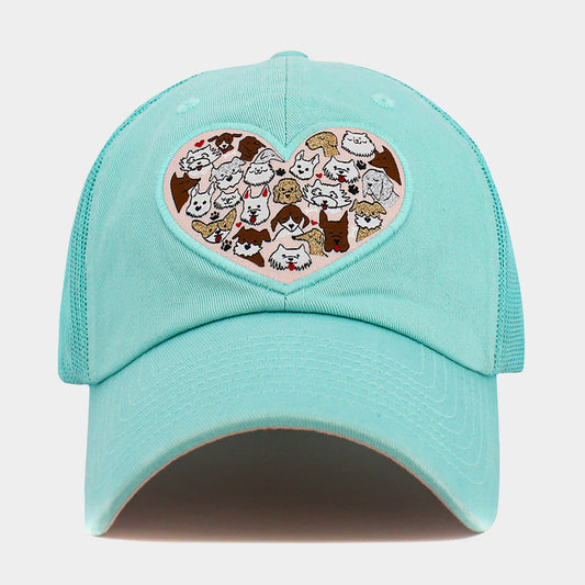 HATEGORY Floral Pattern Heart Patch Pointed Baseball Cap
