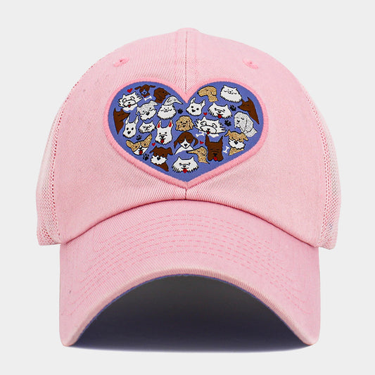 HATEGORY Floral Pattern Heart Patch Pointed Baseball Cap