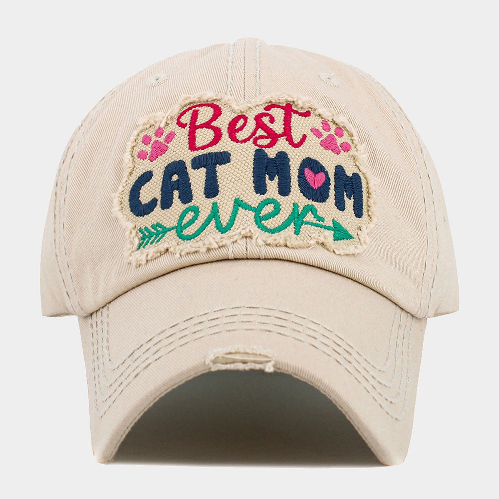 HATEGORY BEST CAT MOM EVER Message Vintage Baseball Cap