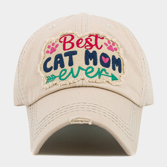 HATEGORY BEST CAT MOM EVER Message Vintage Baseball Cap