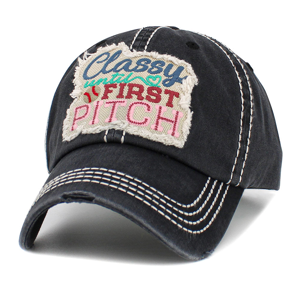 HATEGORY CLASSY UNTIL FIRST PITCH Message Vintage Baseball Cap