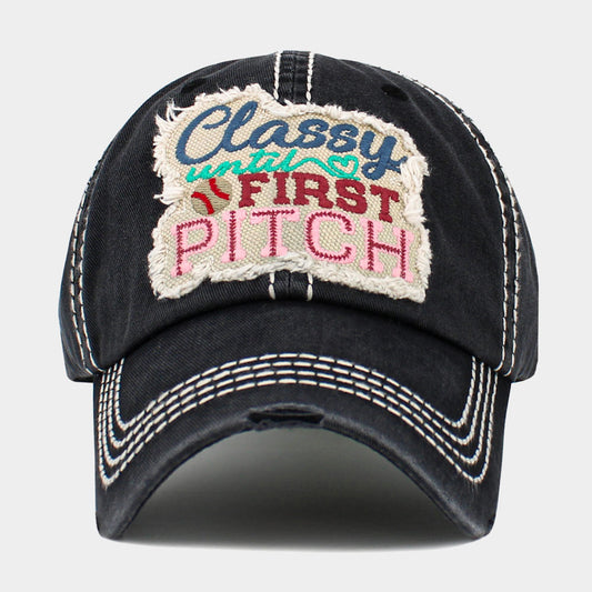 HATEGORY CLASSY UNTIL FIRST PITCH Message Vintage Baseball Cap