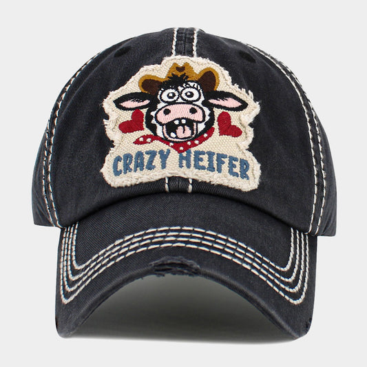 HATEGORY CRAZY HEIFER Message Cow Vintage Baseball Cap