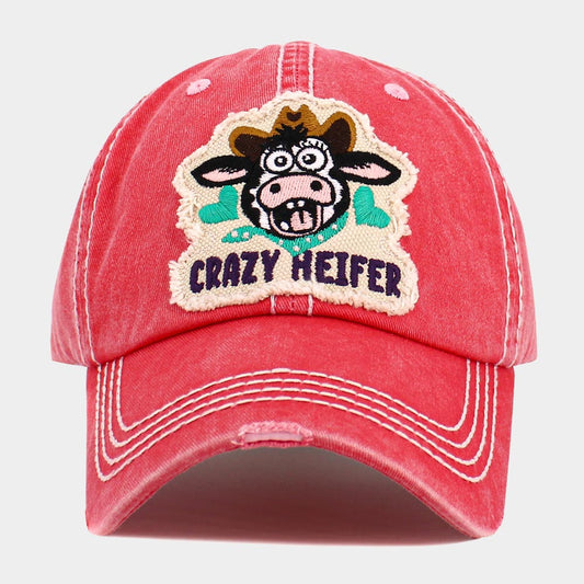 HATEGORY CRAZY HEIFER Message Cow Vintage Baseball Cap