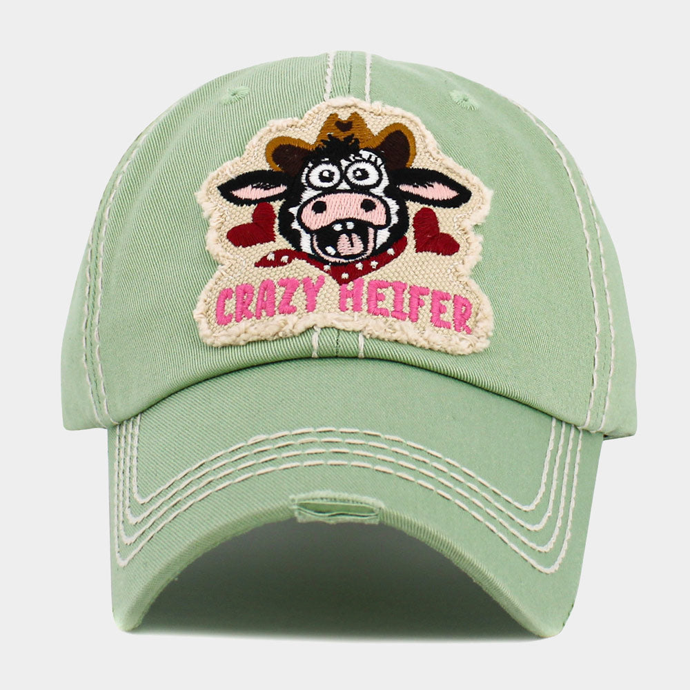 HATEGORY CRAZY HEIFER Message Cow Vintage Baseball Cap