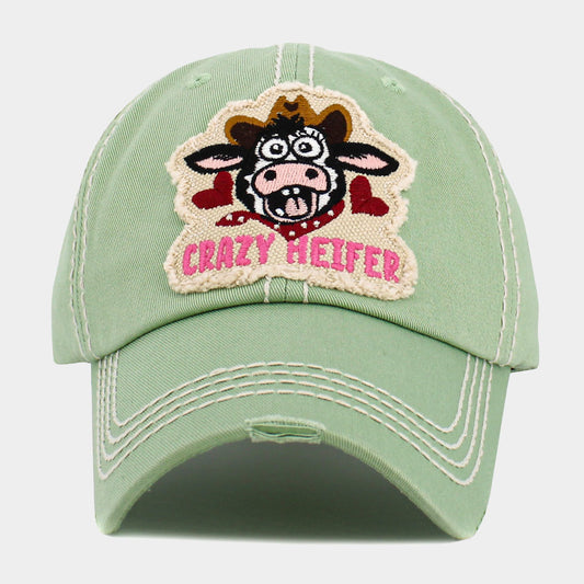 HATEGORY CRAZY HEIFER Message Cow Vintage Baseball Cap