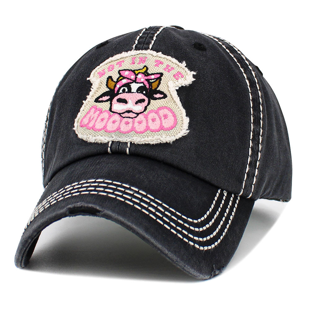 HATEGORY NOT IN THE MOOD Message Cow Vintage Baseball Cap