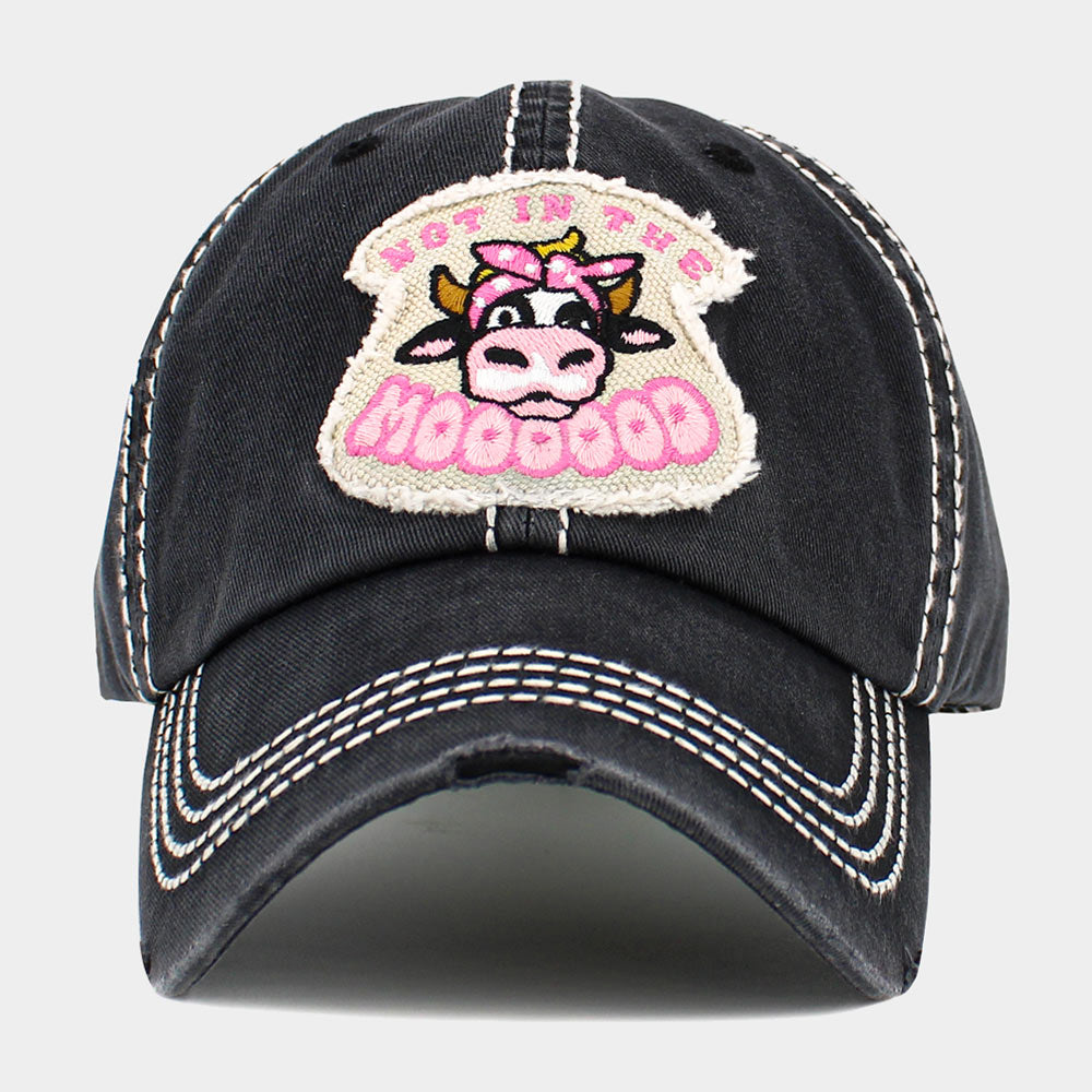 HATEGORY NOT IN THE MOOD Message Cow Vintage Baseball Cap