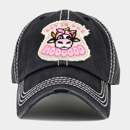 HATEGORY NOT IN THE MOOD Message Cow Vintage Baseball Cap