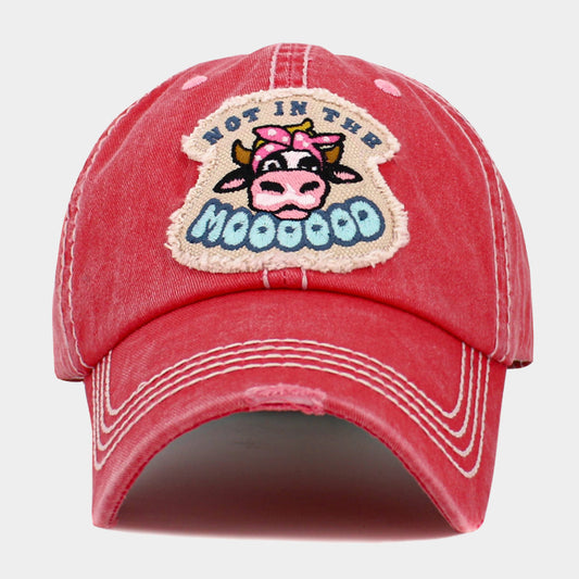 HATEGORY NOT IN THE MOOD Message Cow Vintage Baseball Cap