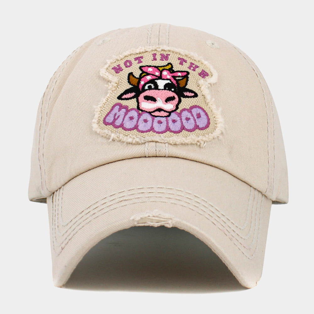 HATEGORY NOT IN THE MOOD Message Cow Vintage Baseball Cap