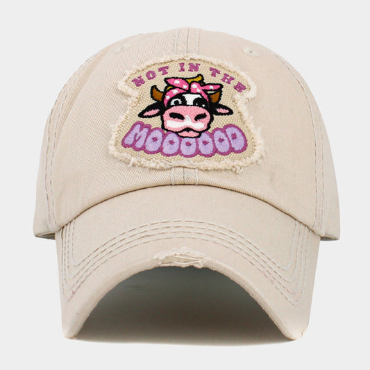 HATEGORY NOT IN THE MOOD Message Cow Vintage Baseball Cap