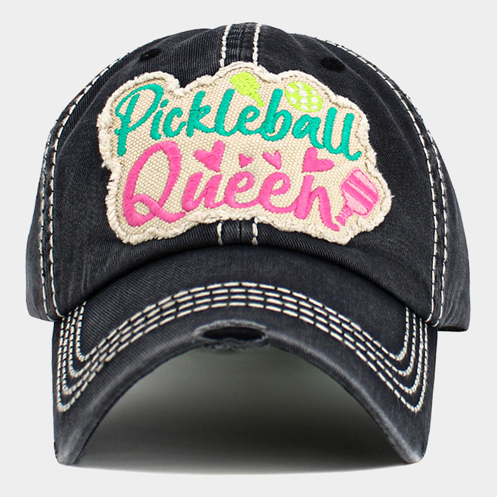 HATEGORY Pickleball Queen Patch Accented Vintage Baseball Cap
