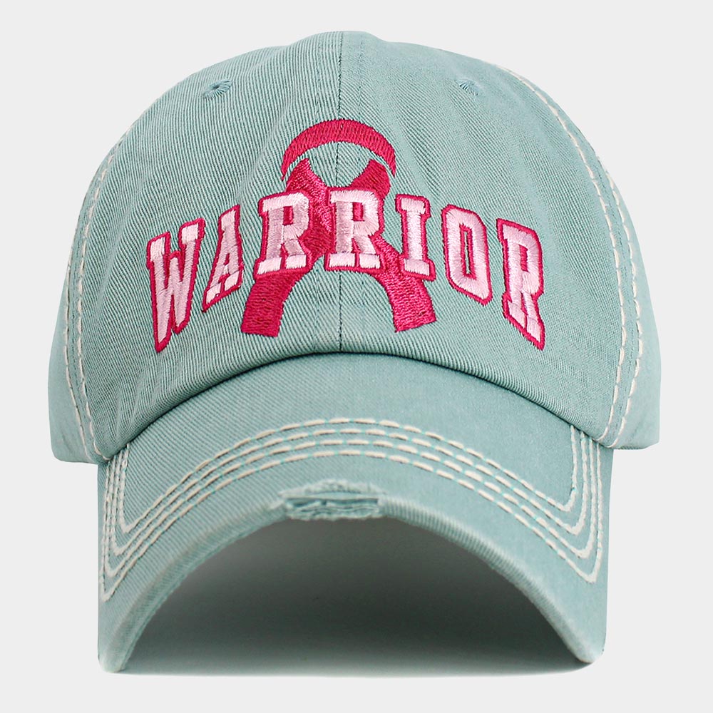 HATEGORY Pink Ribbon WARRIOR Embroidered Accented Vintage Baseball Cap