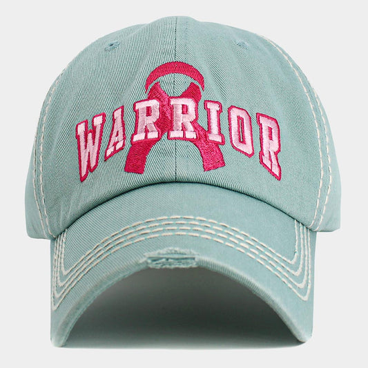 HATEGORY Pink Ribbon WARRIOR Embroidered Accented Vintage Baseball Cap