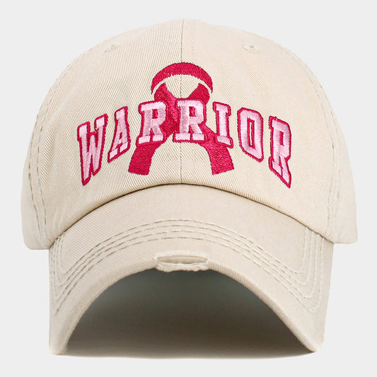 HATEGORY Pink Ribbon WARRIOR Embroidered Accented Vintage Baseball Cap