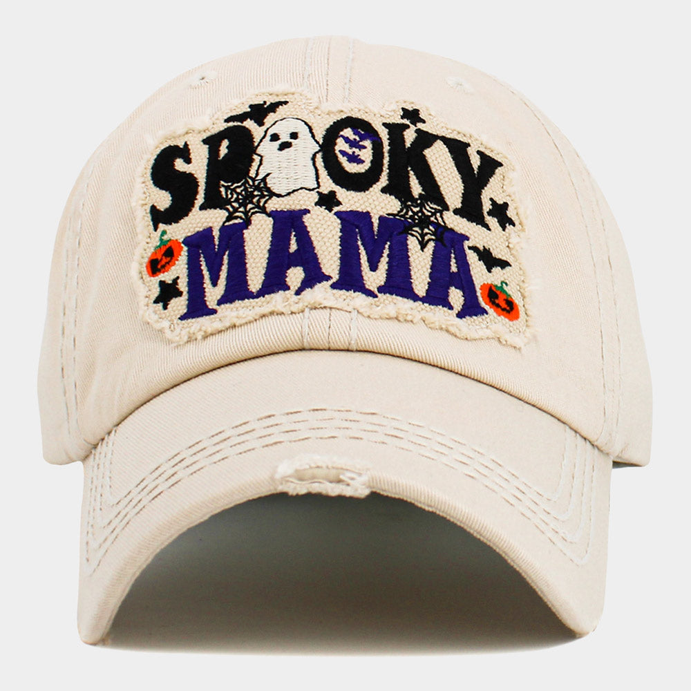 HATEGORY SPOOKY MAMA Halloween Message Patch Accented Vintage Baseball Cap