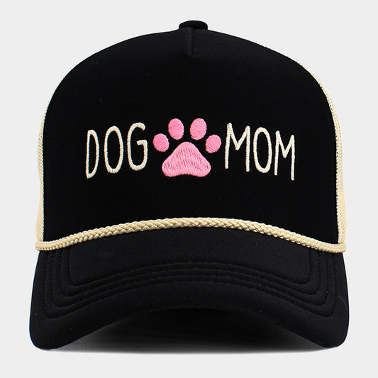 HATEGORY DOG MOM Message Paw Embroidered Mesh Back Trucker Hat