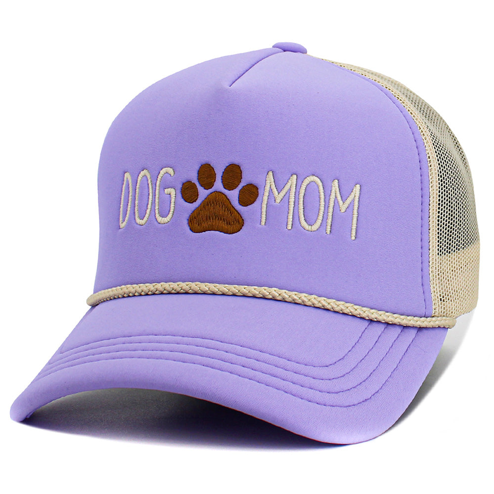 HATEGORY DOG MOM Message Paw Embroidered Mesh Back Trucker Hat