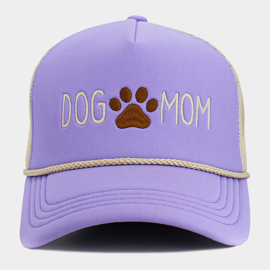 HATEGORY DOG MOM Message Paw Embroidered Mesh Back Trucker Hat