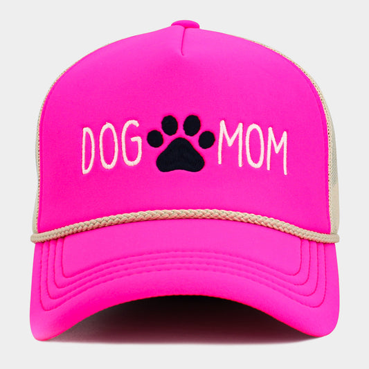 HATEGORY DOG MOM Message Paw Embroidered Mesh Back Trucker Hat