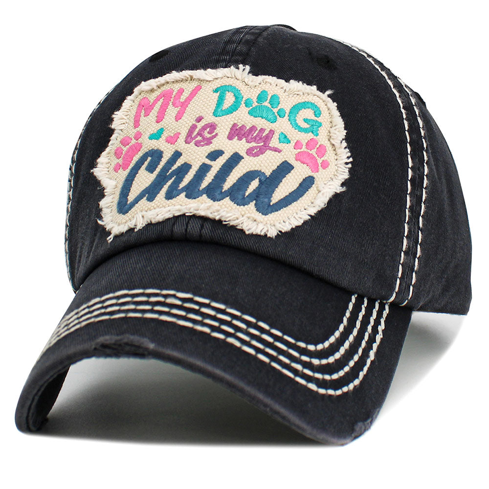 HATEGORY MY DOG IS MY CHILD Message Vintage Baseball Cap