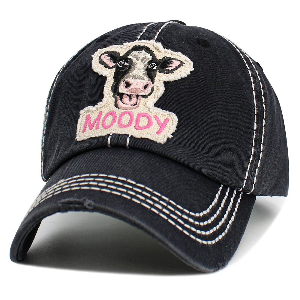 HATEGORY MOODY Message Cow Vintage Baseball Cap
